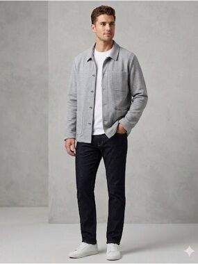 JOSEPH ABBOUD Light Gray Button Front Shirt Jacket SIZE US 3XL